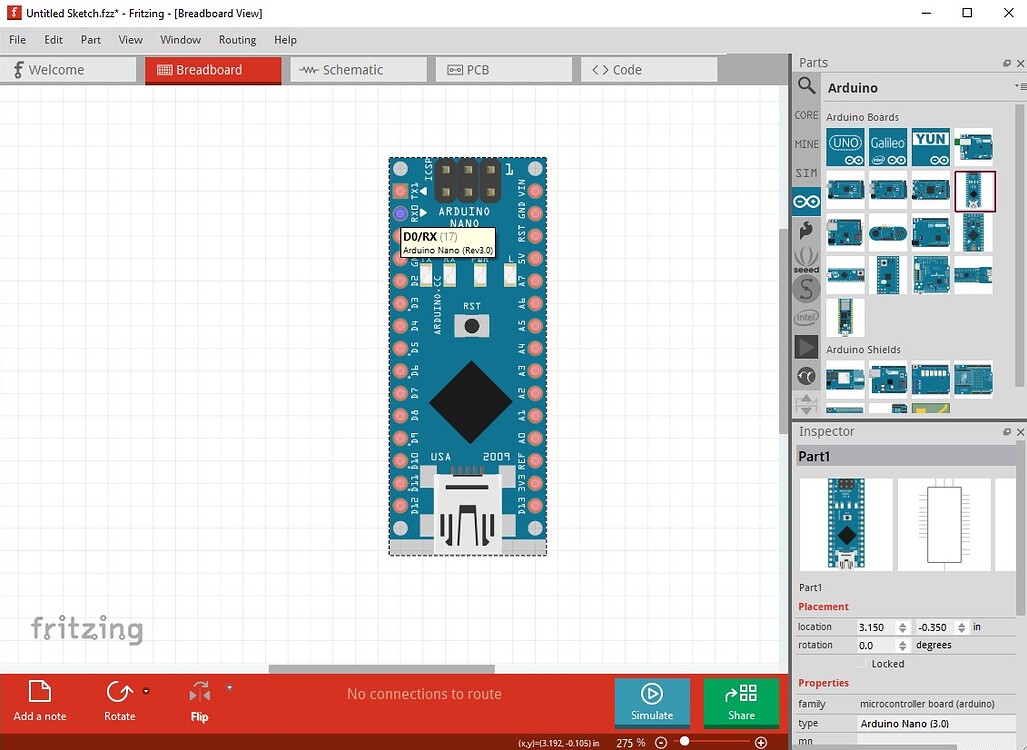 Fritzing Part For Arduino Nano With Pin Labels Identified Parts Help