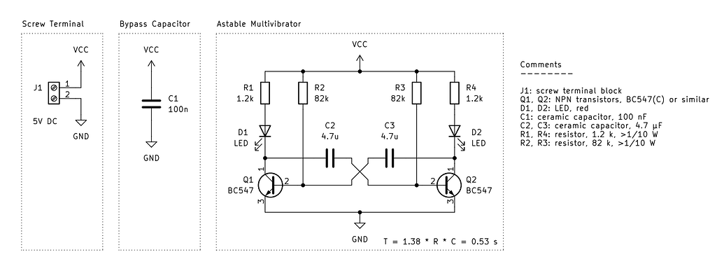 Help With Astable Multivibrator - beginners - fritzing forum