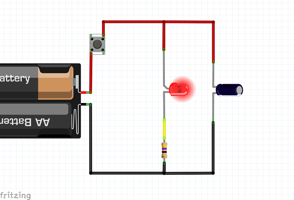 The simulation seems not working for capacitors beginners fritzing