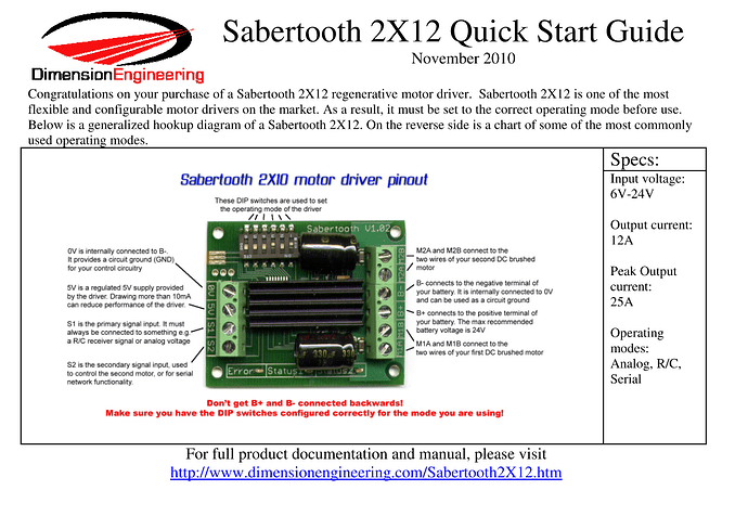 sabertooth motor driver